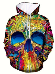 Men's Skull Graphic Hoodie Active Breathable 3D Print Hooded Shirt