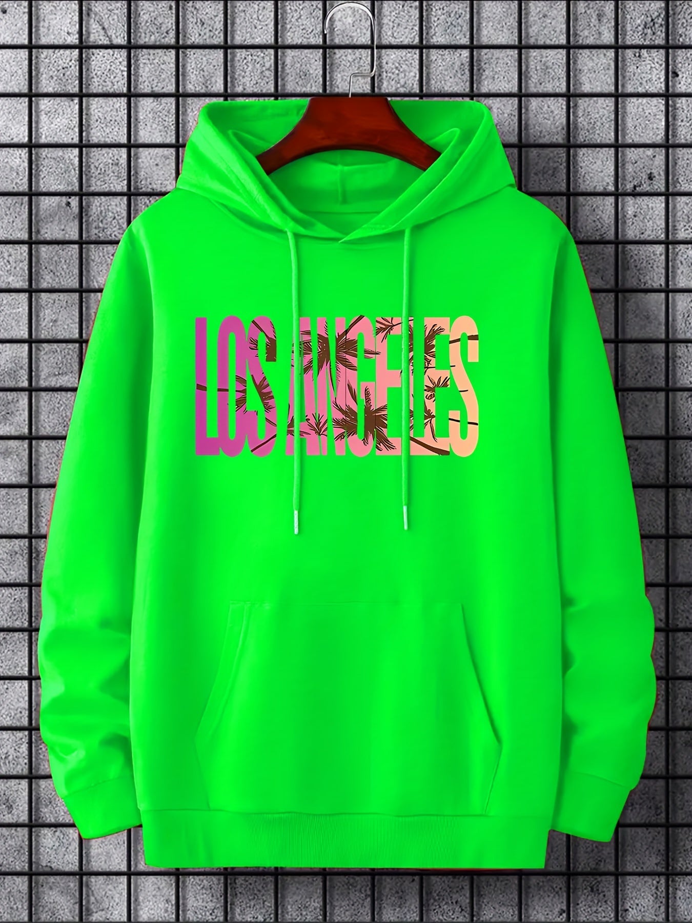'Los Angeles' Cartoon Print Hoodie for Men