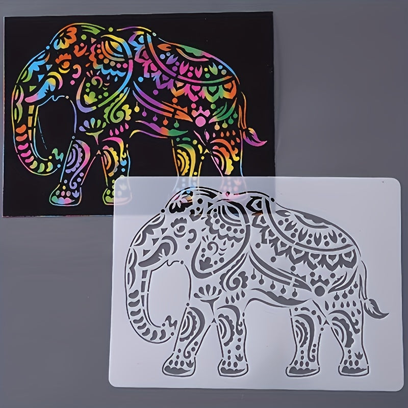 Scratch Painting Template Hollow Out Creative Lace Ruler Animals Theme Gift