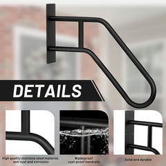 1pc Outdoor Handrail For 1-3 Step Stairs Wall Mount Hand Rail Garage Railing