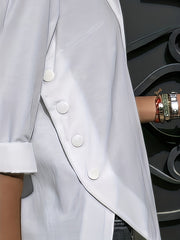 Solid 3/4 Sleeve Button Up Shirt