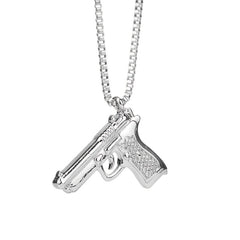 Hip Hop Pistol Gun Charm Pendant Necklace for Men