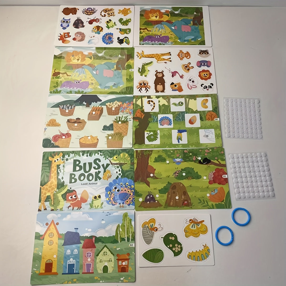 Interactive Quiet Book with Reusable Stickers Numbers Fruits Animals