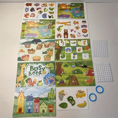 Interactive Quiet Book with Reusable Stickers Numbers Fruits Animals