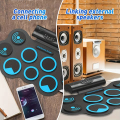 9 Sided Music Toy Drum Set with 2 Speakers