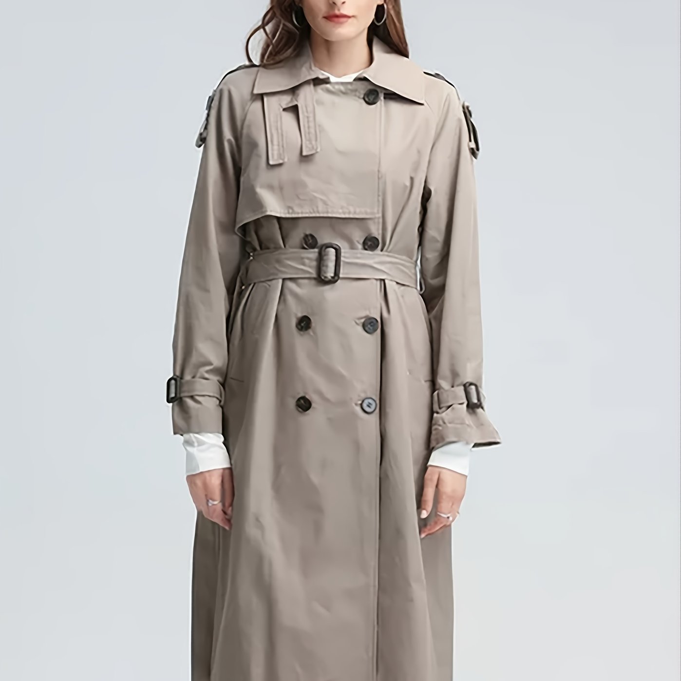 Casual Long Windbreaker Coat Solid Loose Outerwear Women's Clothing
