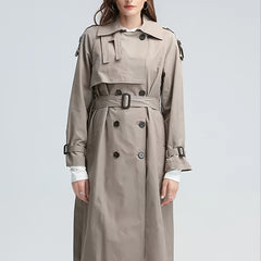Casual Long Windbreaker Coat Solid Loose Outerwear Women's Clothing