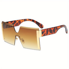 Y2K Rimless Sunglasses Large Square Gradient Sun Shades UV400