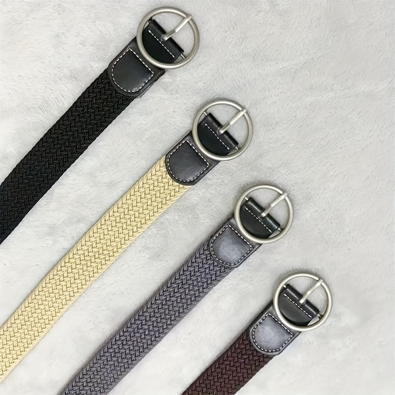 Unisex PU Leather Belt with Round Buckle for Daily Commuting