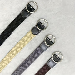 Unisex PU Leather Belt with Round Buckle for Daily Commuting