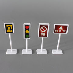 15pcs Road Sign Toy Model City Traffic Road Obstacle Signal Light