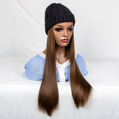 Ladies Casual Hat Wig 20 Inch Winter Hat