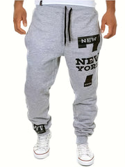 York & Number 7 Print Joggers Men's Casual Stretch Waist Drawstring Sweatpants