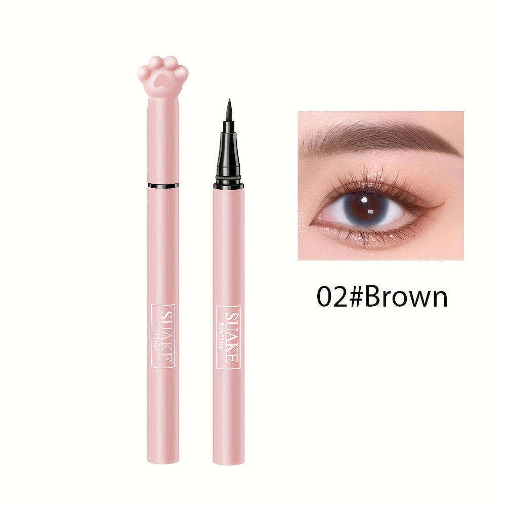 Waterproof Liquid Eyeliner Pen, Smudge-proof Formula, Cat Paw Packaging, Brown