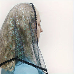 Sheer Mesh Bridal Veil Floral Pattern Lightweight Breathable