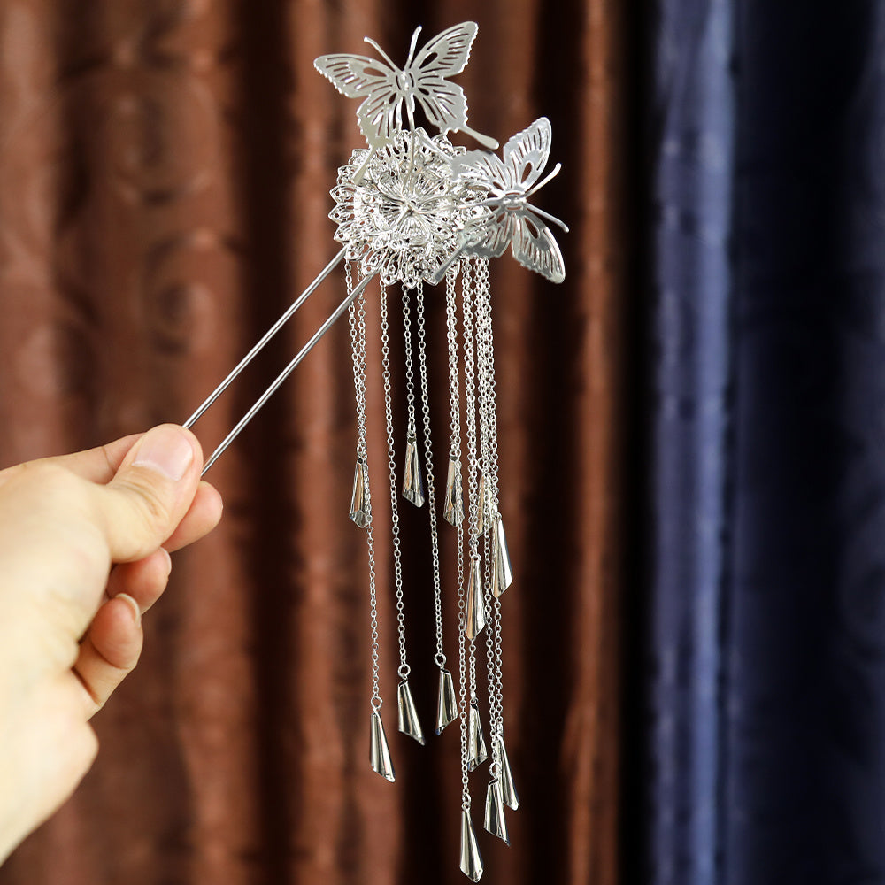 Vintage Flower Faux Pearl Tassel Hairpin Chignon Vintage Hair Accessories