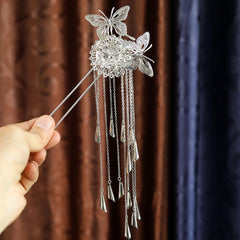 Vintage Flower Faux Pearl Tassel Hairpin Chignon Vintage Hair Accessories