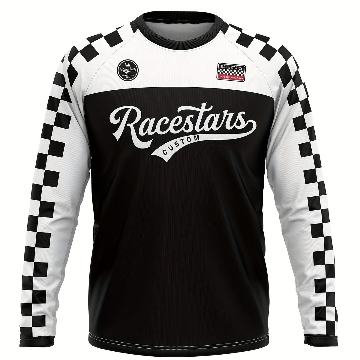 Men's Plaid Downhill Cycling T-shirt Quick Drying Long Sleeve