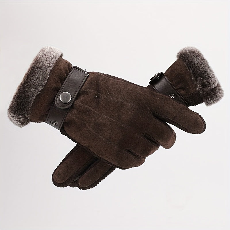 Warm Velvet Winter Gloves Men Motorcycle Riding Touch Screen Windproof Coldproof