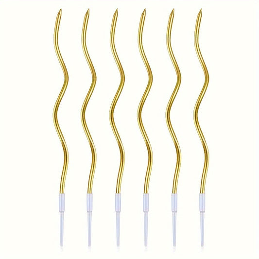 6pcs Birthday Cake Shape Curve Candle Party Candle Large Polish Curved Candle