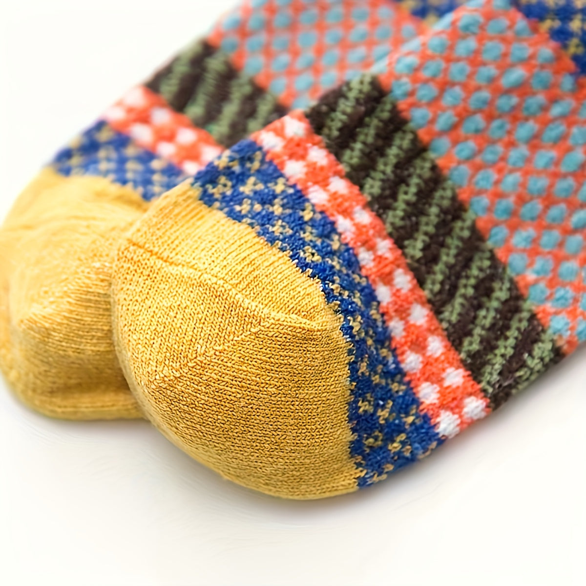5 Pairs Geometric Pattern Socks Colorblock Warm Stockings