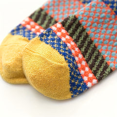 5 Pairs Geometric Pattern Socks Colorblock Warm Stockings