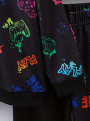 Boy's Gamepad Theme 2pcs Sweatshirt & Sweatpants Set