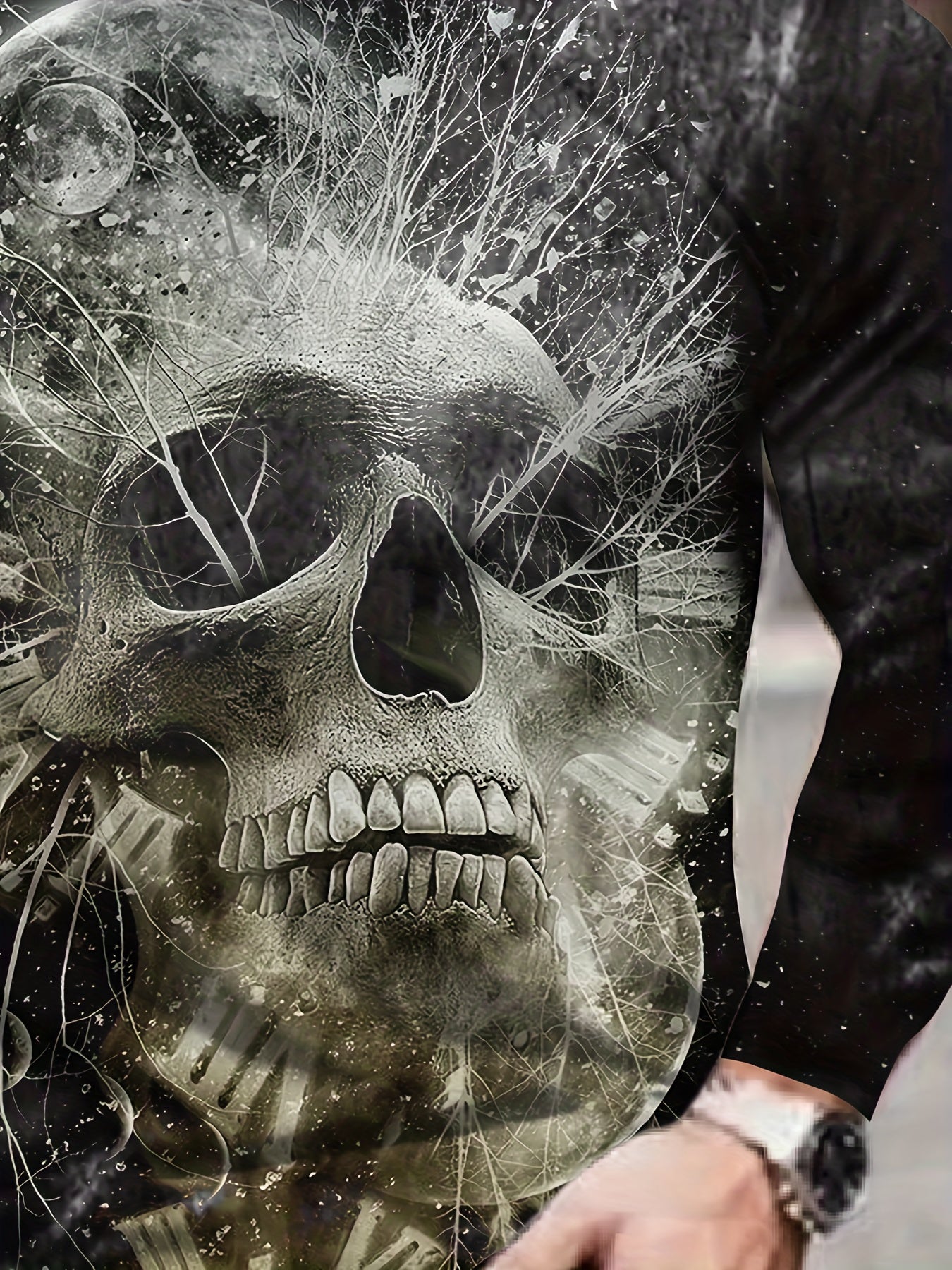 Skull 3D Print Men's Long Sleeve Graphic T-Shirt for Autumn