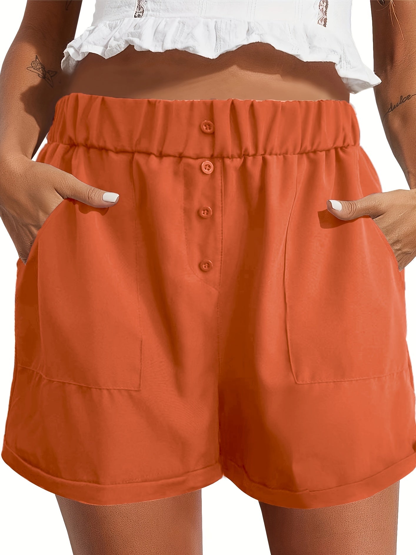 High Waist Pocket Shorts for Women