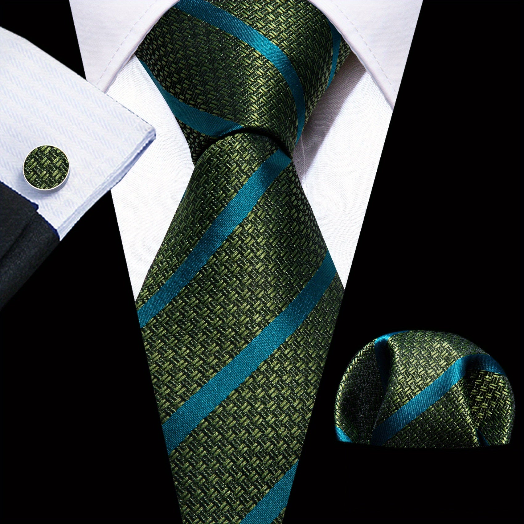 Men's Diagonal Striped Jacquard Tie Set