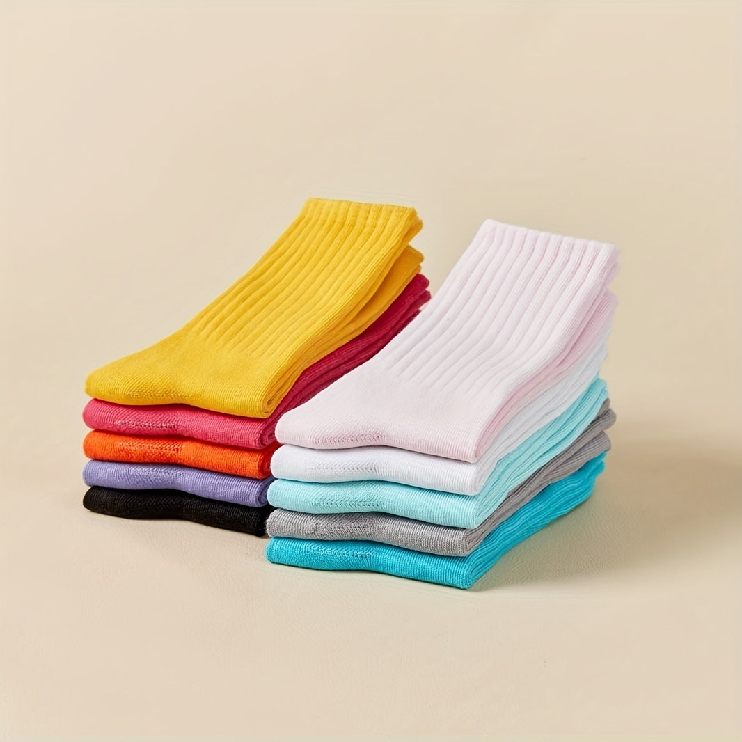 10 Pairs Durable Solid Socks Women's Stockings