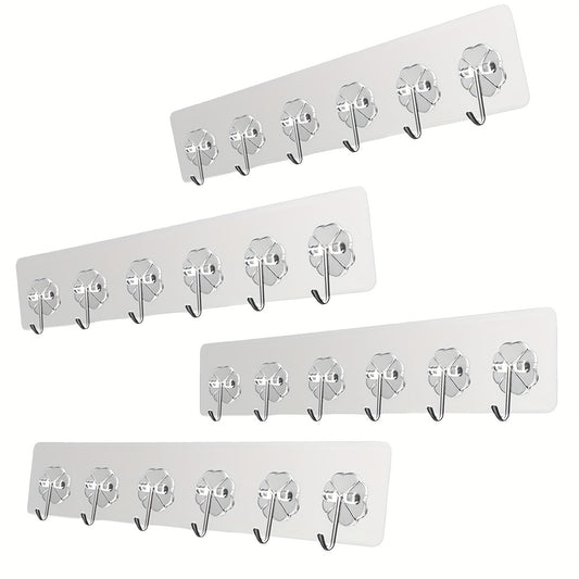 2pcs Heavy Duty Wall Hooks for Hanging Clothes and Towels Adhesive Hooks Clear