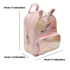 Kids Cartoon Sequins Backpack Waterproof PU Leather