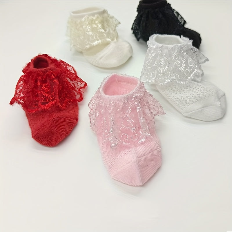 3 Pairs Baby Lace Princess Socks  Newborn Mesh Breathable Socks