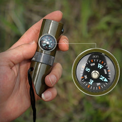 7 in 1 Survival Whistle LED Thermometer Compass Tool