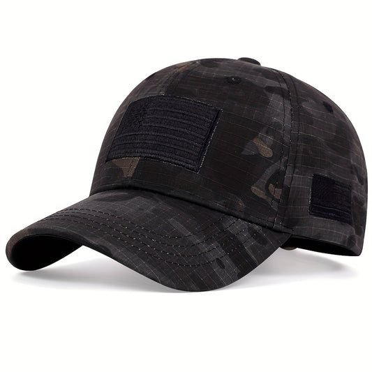 Men's Outdoor Camo Baseball Cap with American Flag Patch