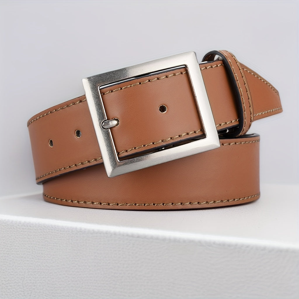 Men's Square Buckle Decorative Belt for Outdoor Party Holiday Business