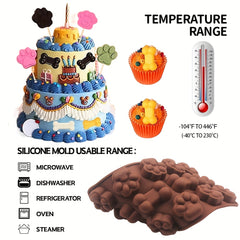 Dog Food Silicone Mold 14 grid Dog Bone Cat Paw Chocolate Mold Cake Baking Tool