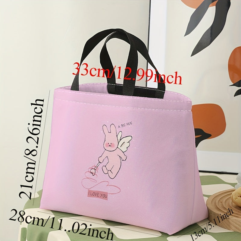 Bunny Angel Lunch Bag Waterproof Portable Cooler Bag