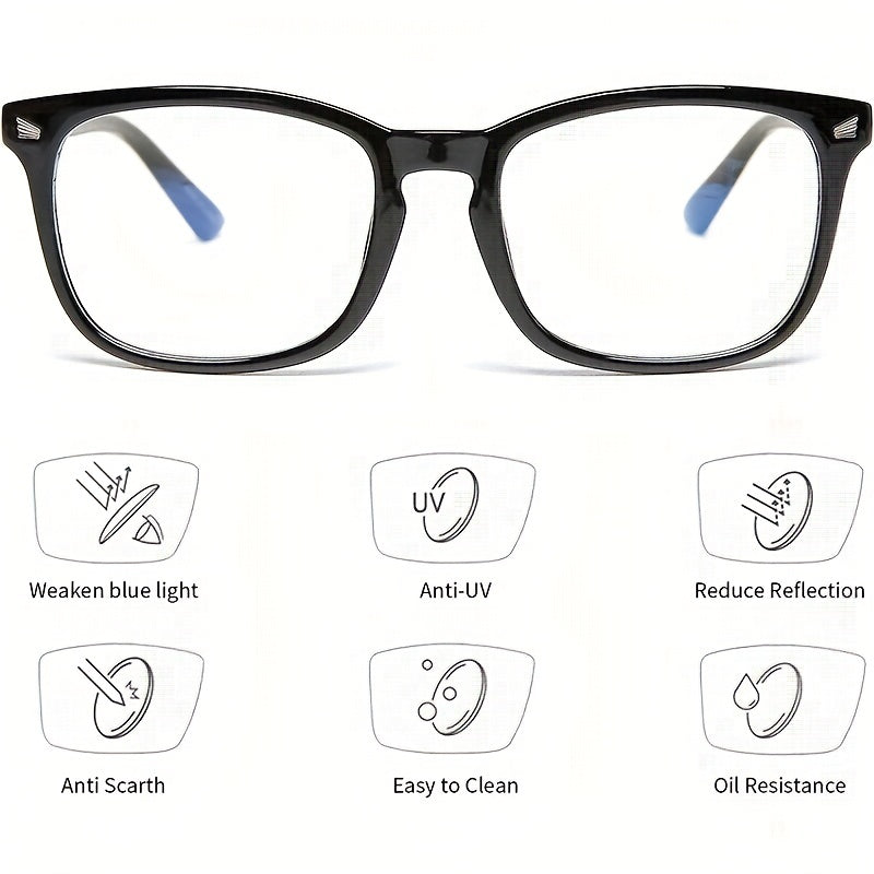 Square Frame Reading Glasses Spring Hinge Anti UV Light Blocking Glasses