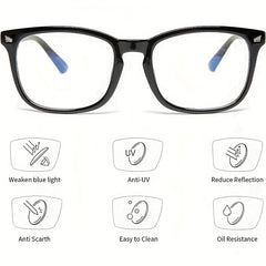Square Frame Reading Glasses Spring Hinge Anti UV Light Blocking Glasses