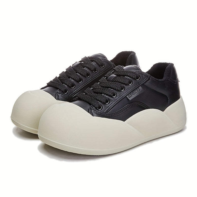 Women's Warm Skate Shoes Thick Sole Lace-up Lightweight Sport Shoes