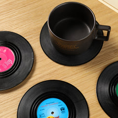 6pcs Vinyl Record Coasters Absorbent Retro Style Home Decor