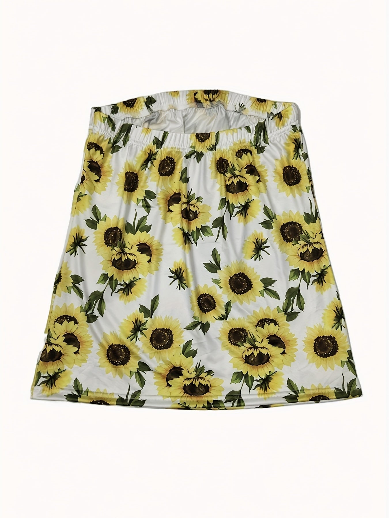 Sunflower Print Tube Top Boho Sleeveless Tube Top For Summer Women's Clothing