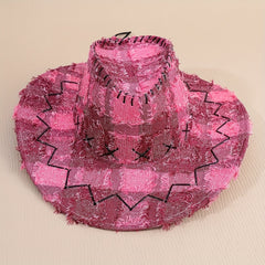 Plaid Cowboy Hat Rose Vintage Fedora Cap