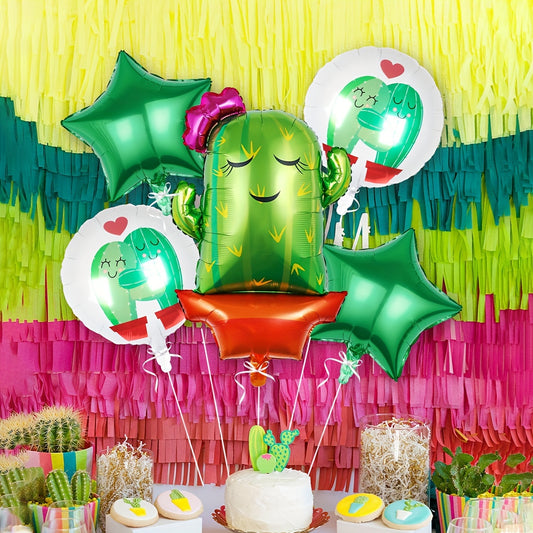 5pcs Green Cactus Balloon Set Birthday Party Decoration