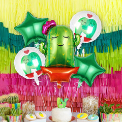 5pcs Green Cactus Balloon Set Birthday Party Decoration