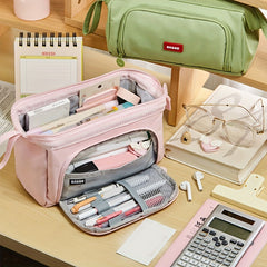 Student Portable Pencil Bag Large Capacity Triangle Shape Boat Pouch