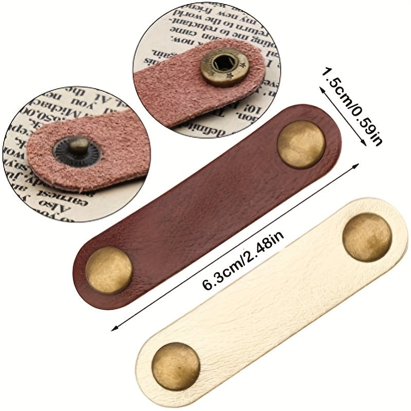 3pcs Cable Organizer Earphone Cord Holder Winder Faux Leather Strap