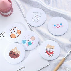 6pcs Cartoon Pattern Handheld Makeup Mirror for On-the-Go